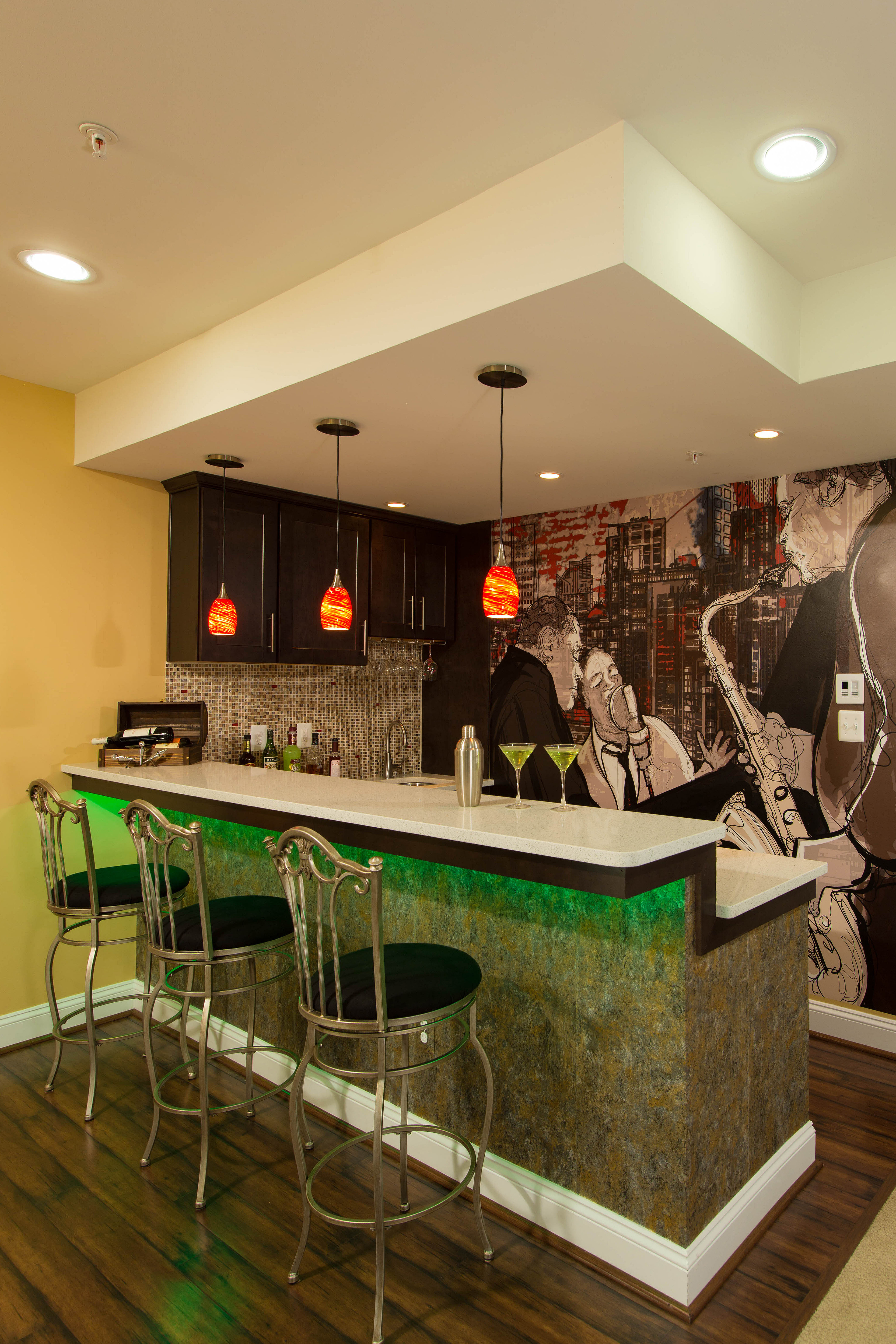 Bar with green LED accent lighting
