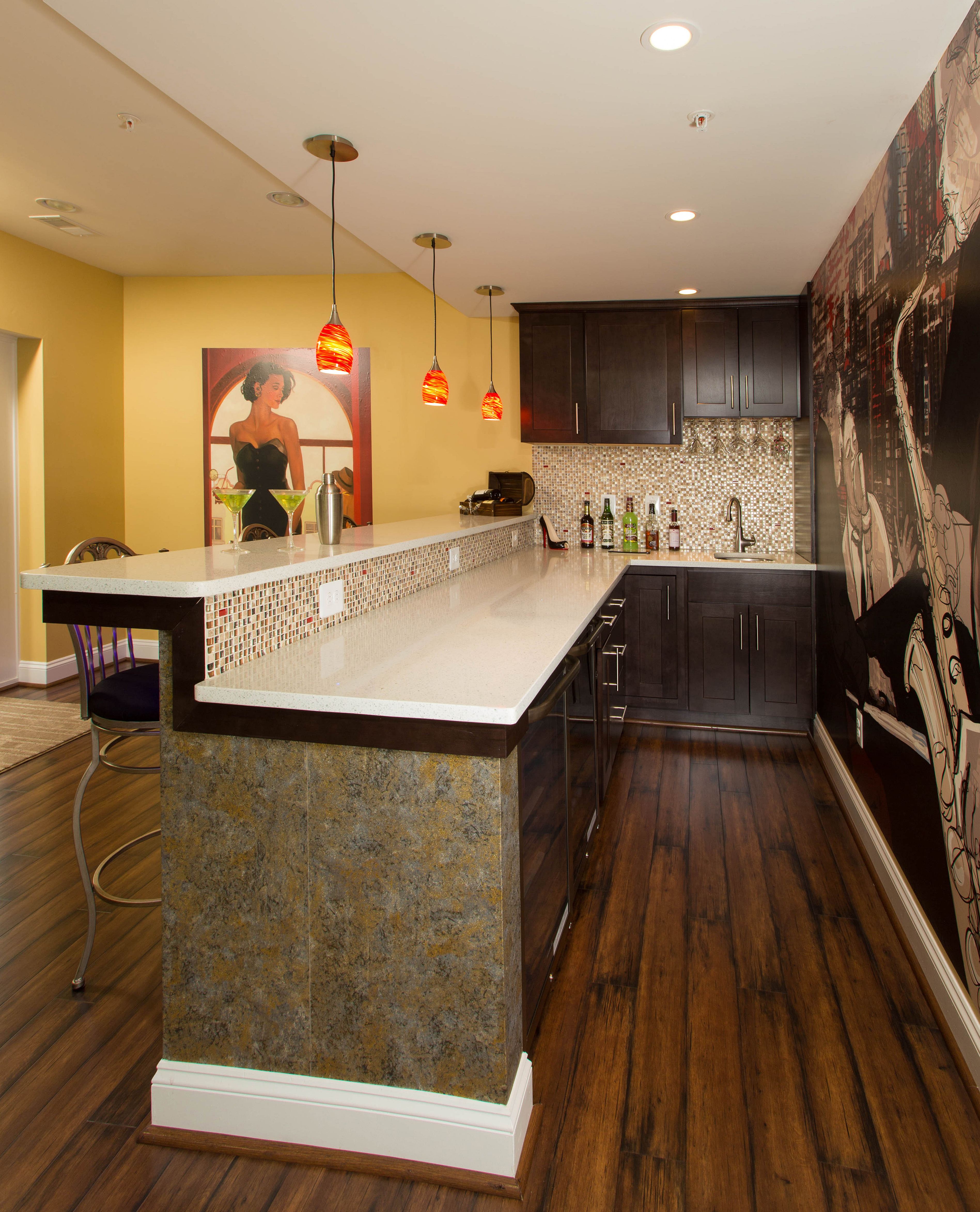 Wine coolers under bar counter