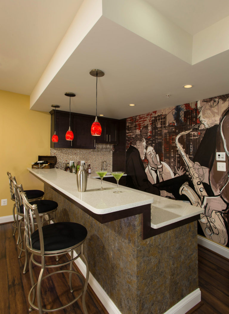 Custom basement bar countertop